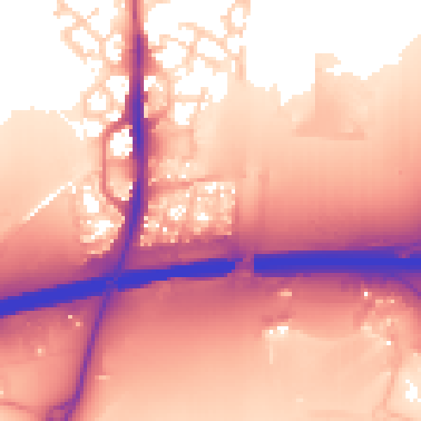 Daytime road noise heatmap for PE7 0LZ