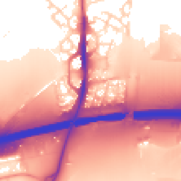 Daytime road noise heatmap for PE7 0NA