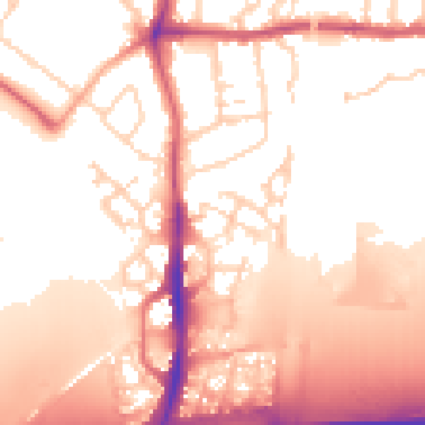 Daytime road noise heatmap for PE7 0NE