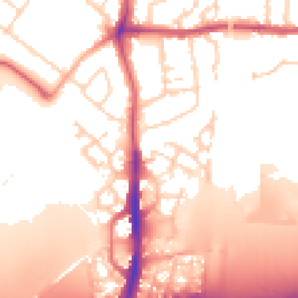 Daytime road noise heatmap for PE7 0NF