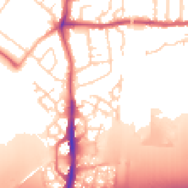 Daytime road noise heatmap for PE7 0NH