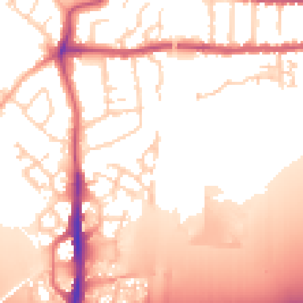 Daytime road noise heatmap for PE7 0NJ