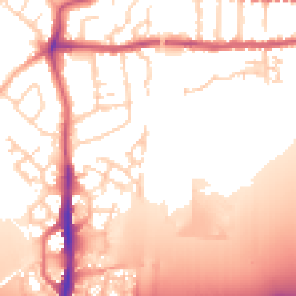 Daytime road noise heatmap for PE7 0NN