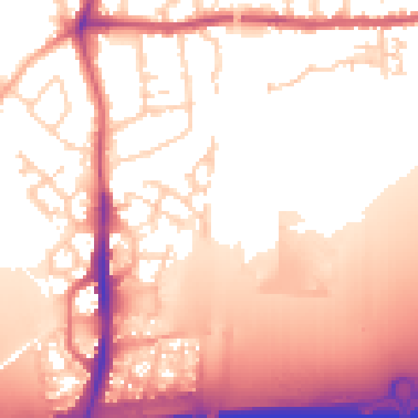 Daytime road noise heatmap for PE7 0NQ