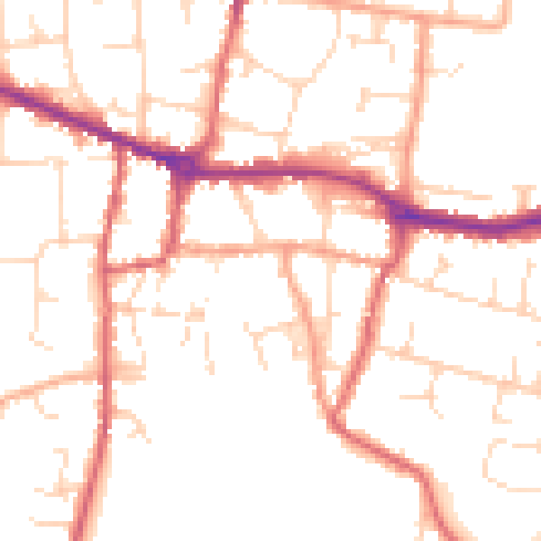 Daytime road noise heatmap for PE7 1AB