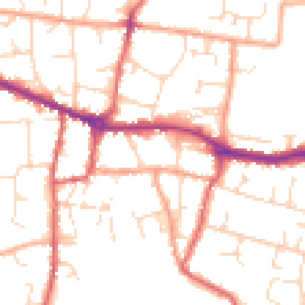 Daytime road noise heatmap for PE7 1AE