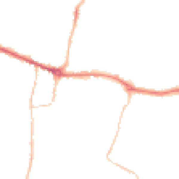 Night-time road noise heatmap for PE7 1AE
