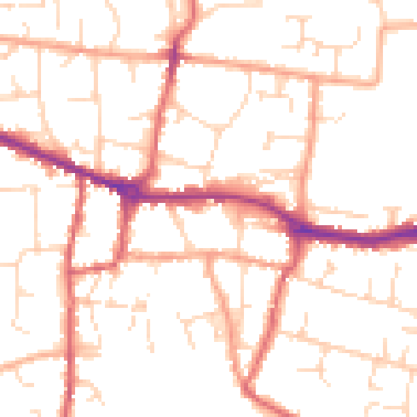 Daytime road noise heatmap for PE7 1AJ