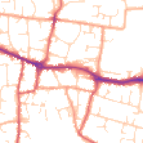 Daytime road noise heatmap for PE7 1AL