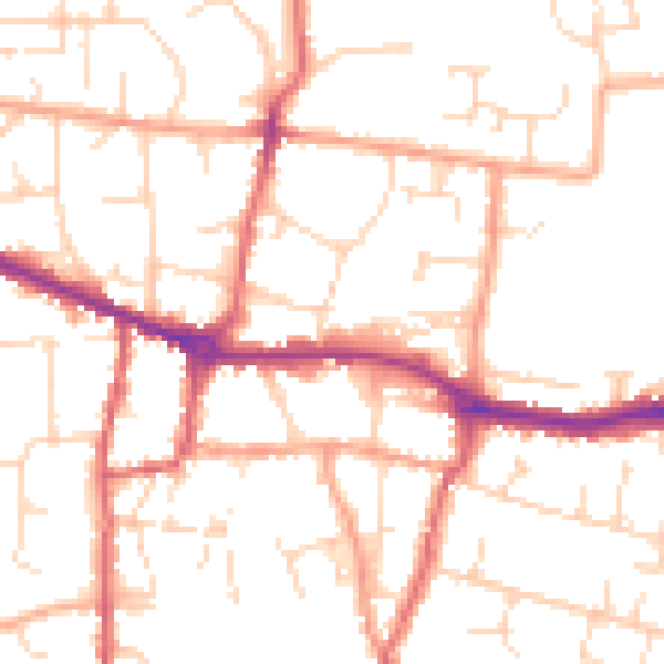 Daytime road noise heatmap for PE7 1AN