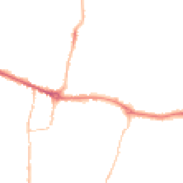Night-time road noise heatmap for PE7 1AN