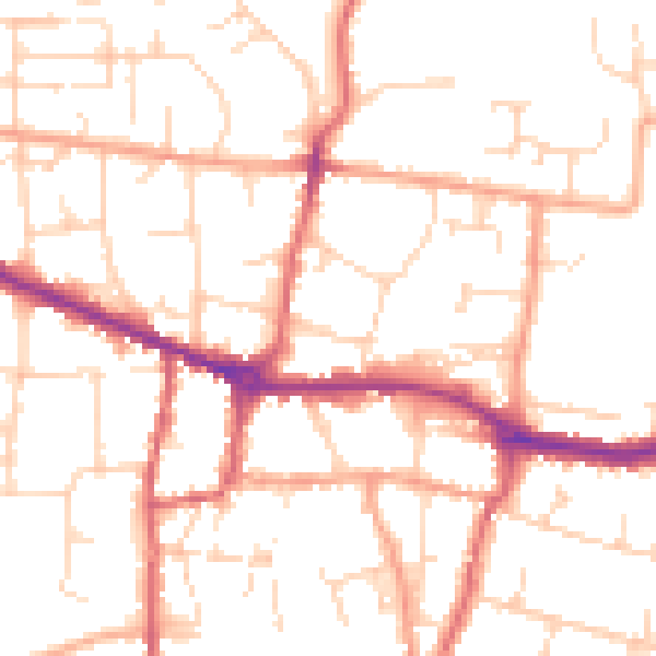 Daytime road noise heatmap for PE7 1AP