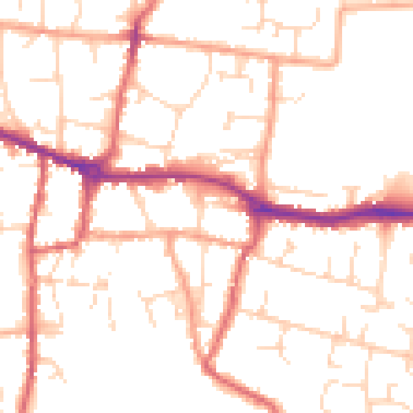 Daytime road noise heatmap for PE7 1AQ