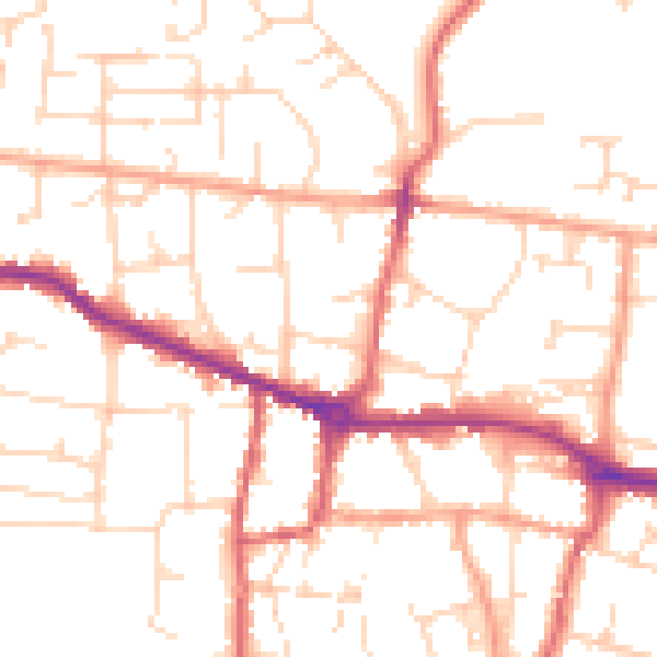Daytime road noise heatmap for PE7 1AR