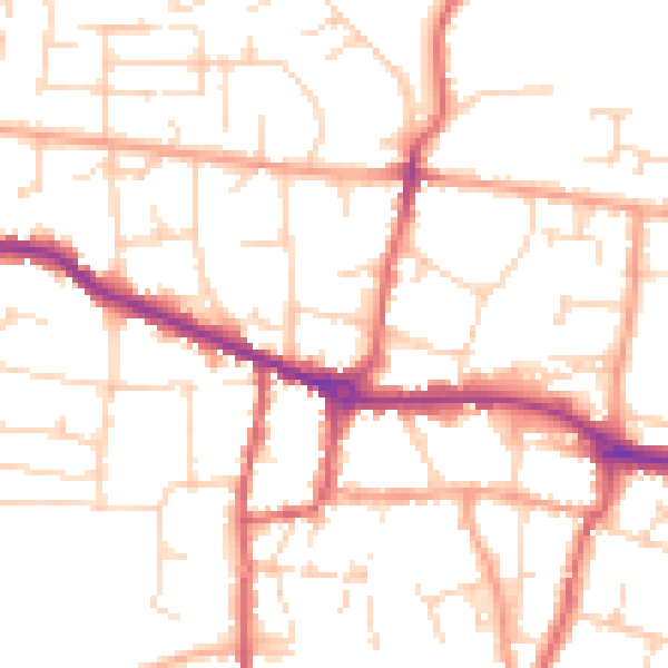 Daytime road noise heatmap for PE7 1AS