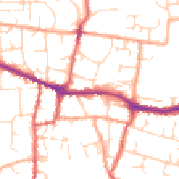 Daytime road noise heatmap for PE7 1AT