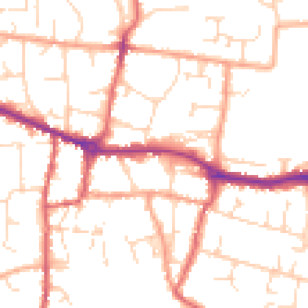 Daytime road noise heatmap for PE7 1AU