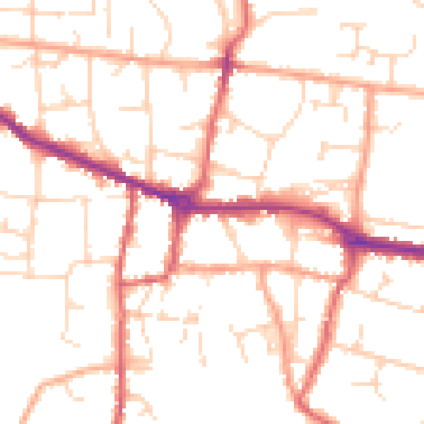 Daytime road noise heatmap for PE7 1AX