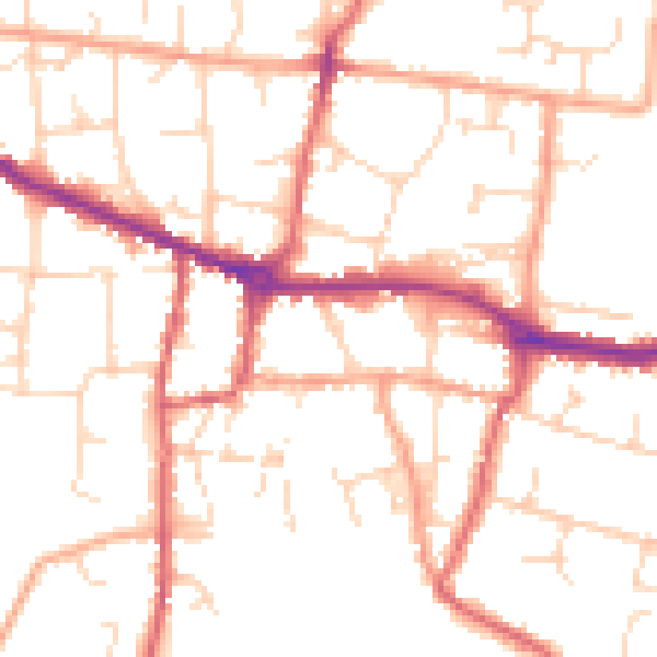 Daytime road noise heatmap for PE7 1AY