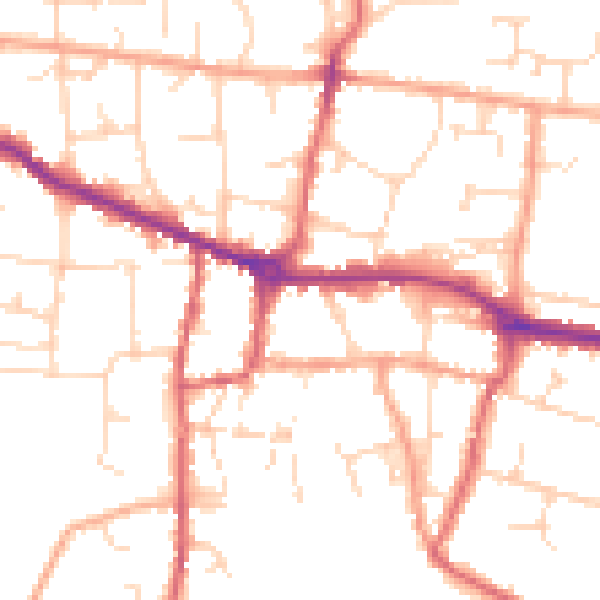 Daytime road noise heatmap for PE7 1AZ