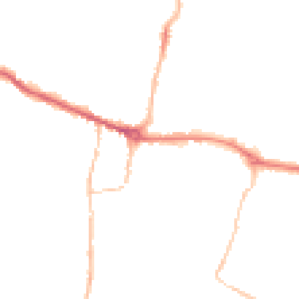 Night-time road noise heatmap for PE7 1AZ