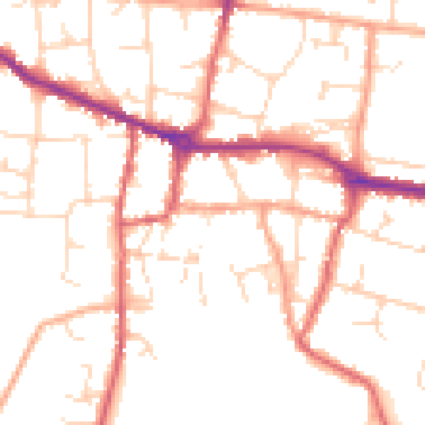 Daytime road noise heatmap for PE7 1BA