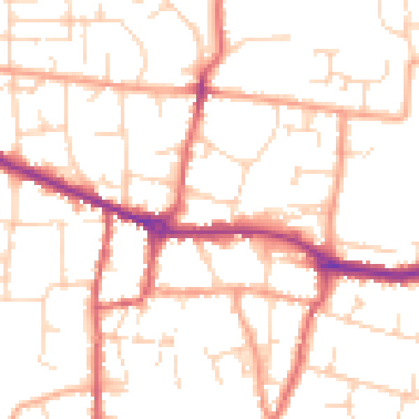 Daytime road noise heatmap for PE7 1BB