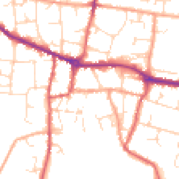 Daytime road noise heatmap for PE7 1BD