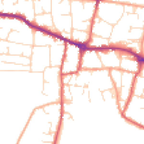 Daytime road noise heatmap for PE7 1DA