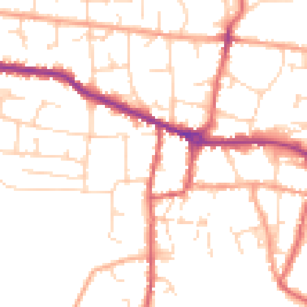 Daytime road noise heatmap for PE7 1DB