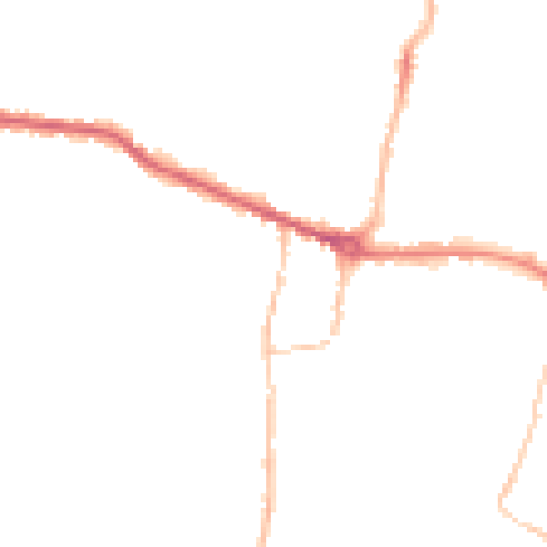 Night-time road noise heatmap for PE7 1DB