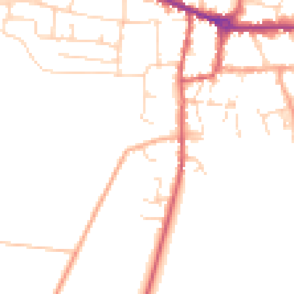 Daytime road noise heatmap for PE7 1DJ