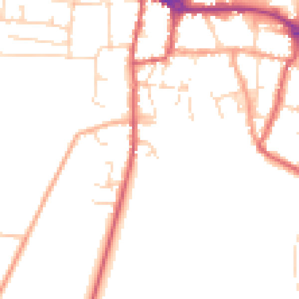 Daytime road noise heatmap for PE7 1DT