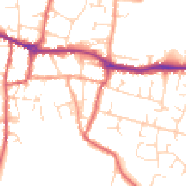 Daytime road noise heatmap for PE7 1GN
