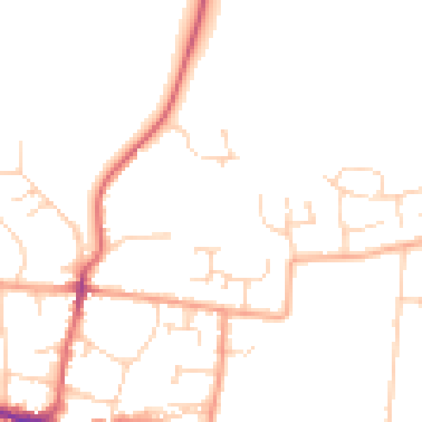 Daytime road noise heatmap for PE7 1GT