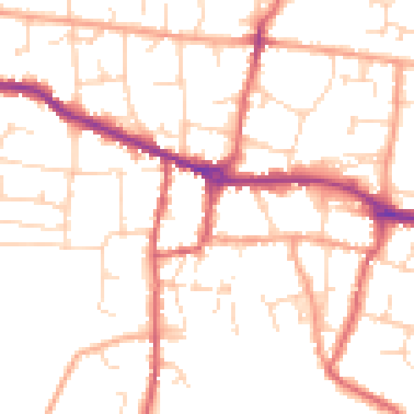 Daytime road noise heatmap for PE7 1HA