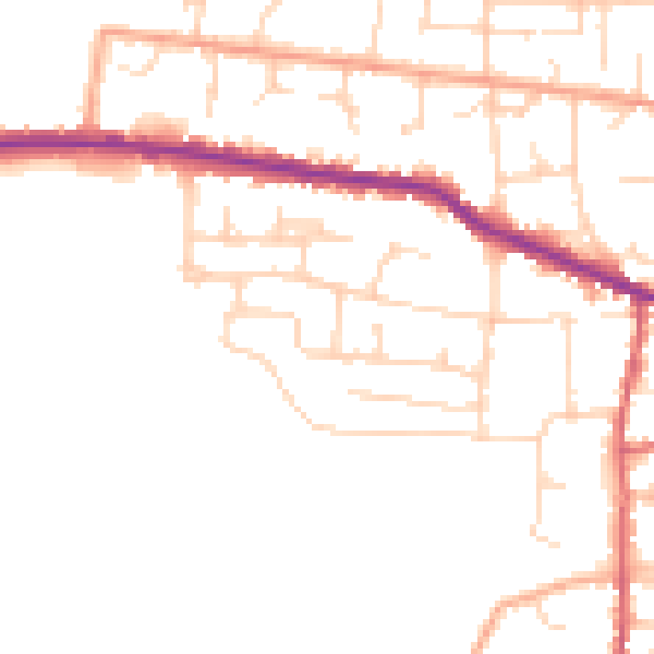 Daytime road noise heatmap for PE7 1LD