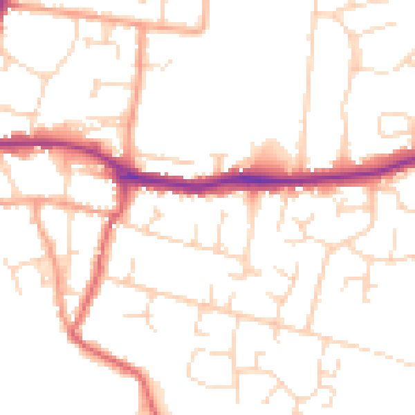 Daytime road noise heatmap for PE7 1NS