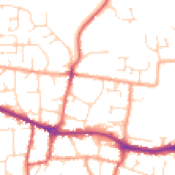 Daytime road noise heatmap for PE7 1PN