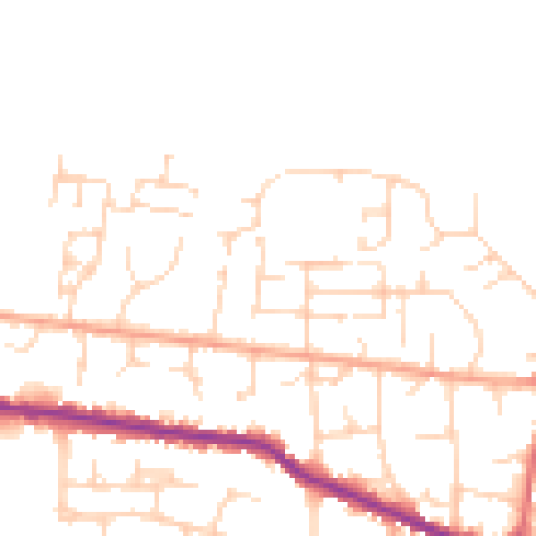 Daytime road noise heatmap for PE7 1PY