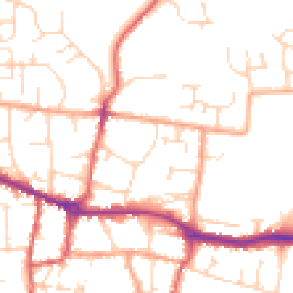 Daytime road noise heatmap for PE7 1QD