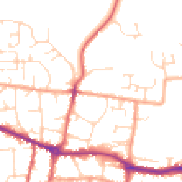 Daytime road noise heatmap for PE7 1RN