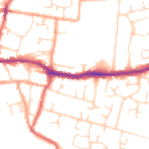 Daytime road noise heatmap for PE7 1SG
