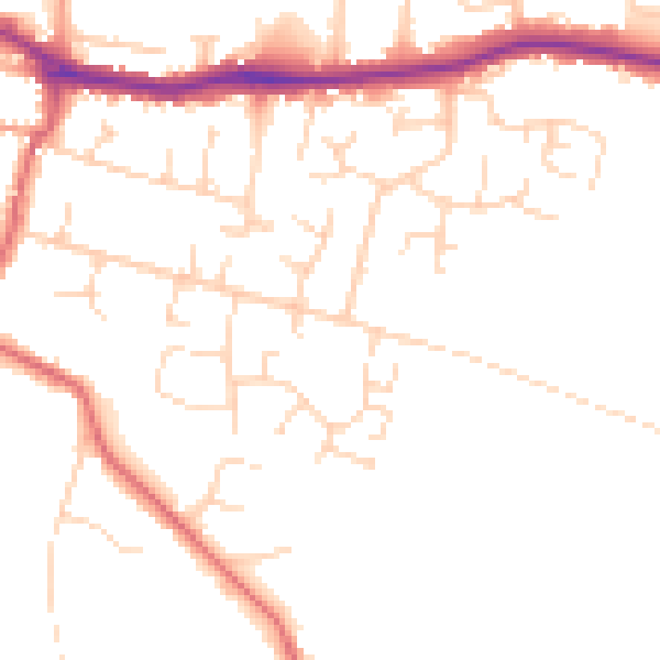 Daytime road noise heatmap for PE7 1SX
