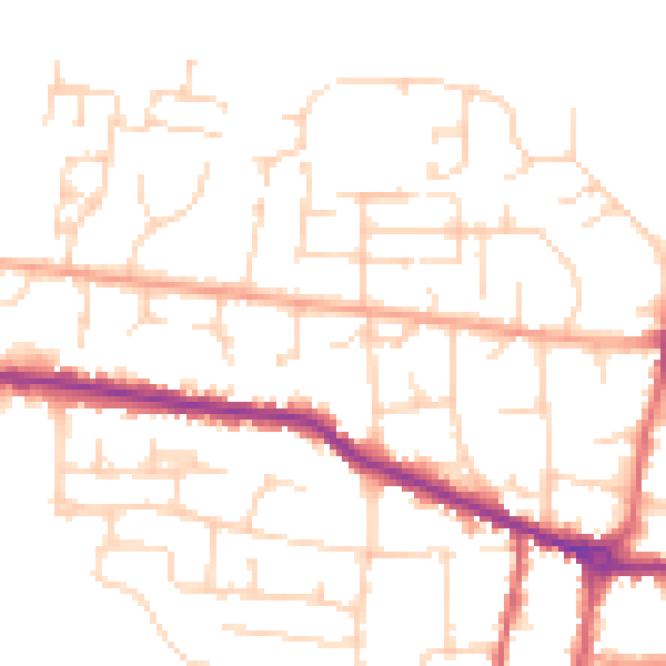 Daytime road noise heatmap for PE7 1UR