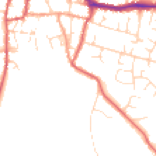 Daytime road noise heatmap for PE7 1WA