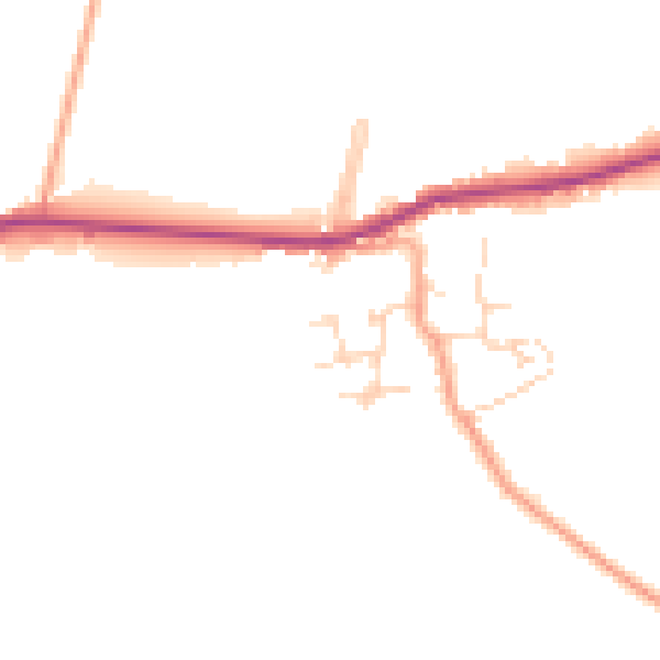 Daytime road noise heatmap for PE7 2AW