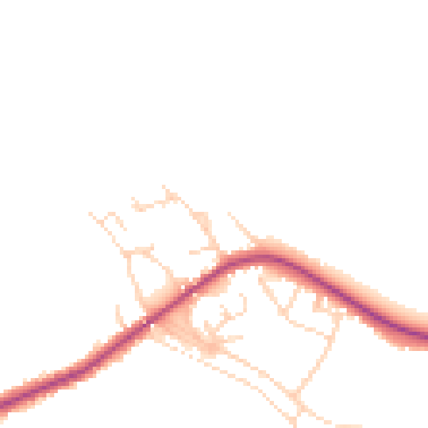 Daytime road noise heatmap for PE7 2BH