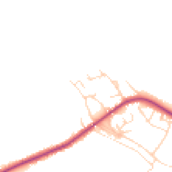 Daytime road noise heatmap for PE7 2EA