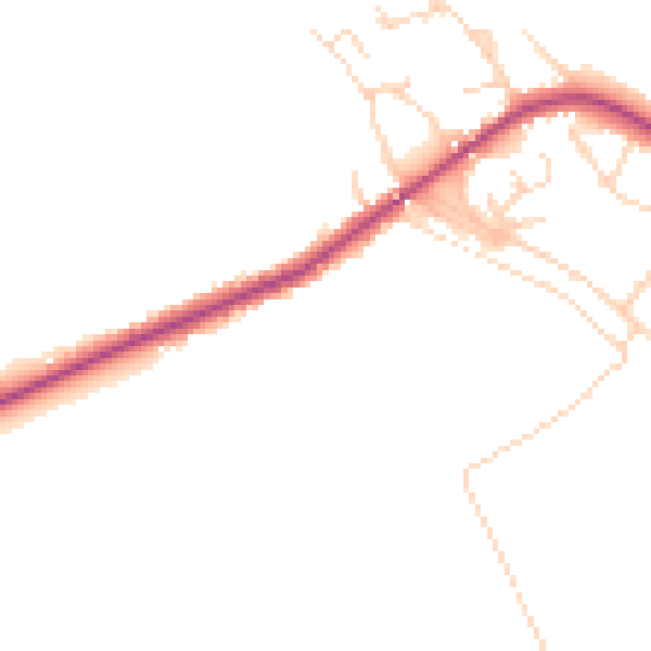 Daytime road noise heatmap for PE7 2EE